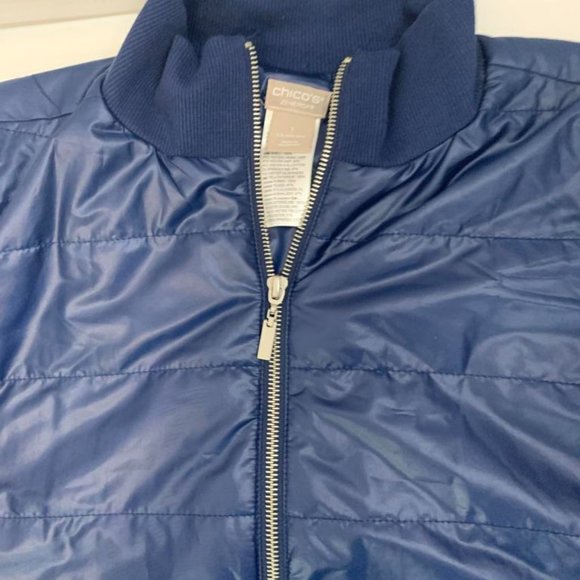 ZENERGY by CHICO'S 1 (M/8-10) Blue Drawstring Waist Zip Jacket Pockets EUC - Picture 10 of 12
